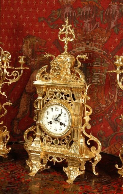 fig 2. Stunning Antique French Gilt Brass Clock Set 
by Japy Freres
~ French - Circa 1875 ~